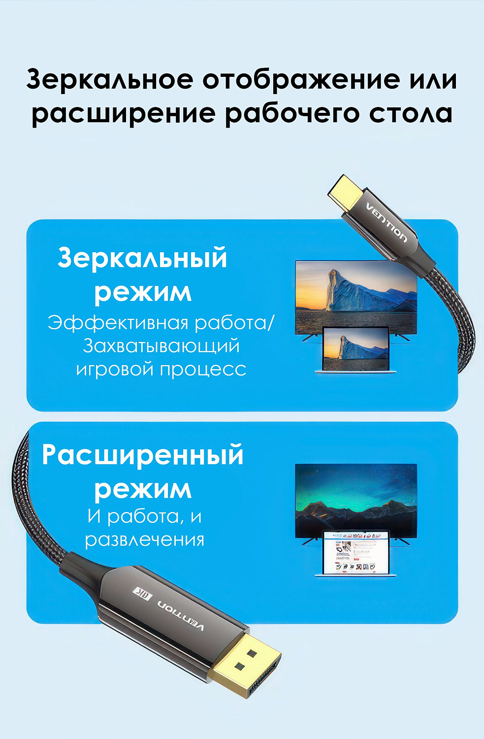 CRFBH Кабель Cotton Braided 8K Bi-Directional USB-C Male to DisplayPort Male Cable 2M Black Zinc All